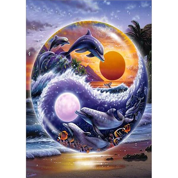 (30x40cm) Delfin DIY 5D Full Bor Diamantmaling Etter Nummer