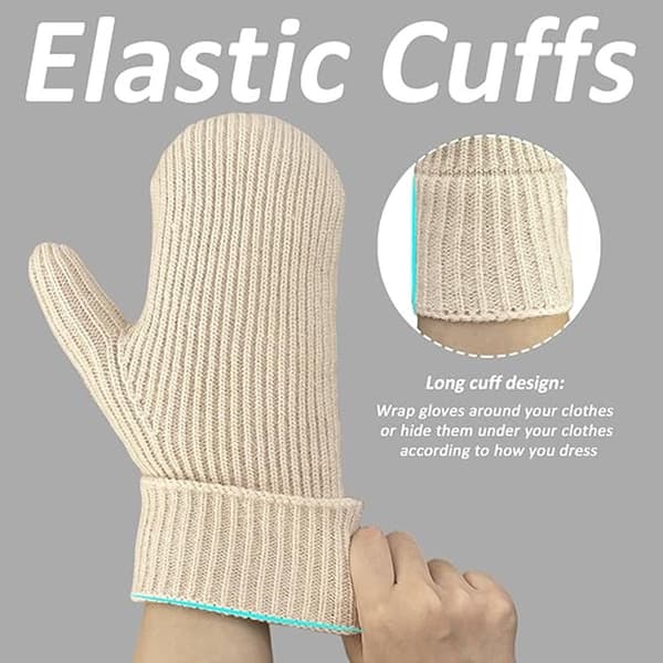 Varme vinterhandsker til kvinder - Tyk strik - Bløde og behagelige - Foret med fleece for ekstra varme - Den perfekte gave til koldt vejr.