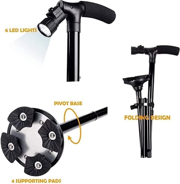 Vandrestav, LED foldbar vandrestav med justering