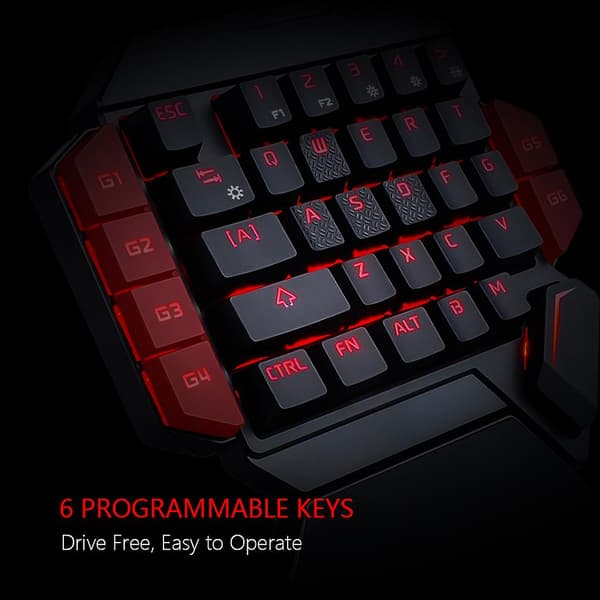 USB Wired Gaming Keyboard One-Hand RGB Backlit Luminous Keypad [DB]