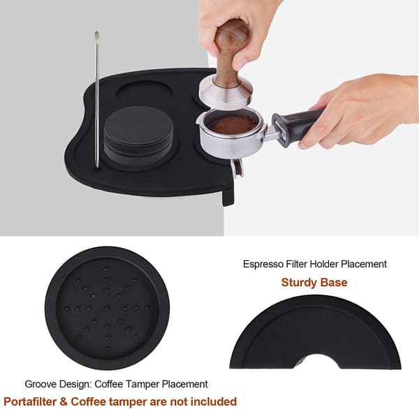 Kaffetampermatte sklisikker matte med kantbeskyttelse, 21*15cm