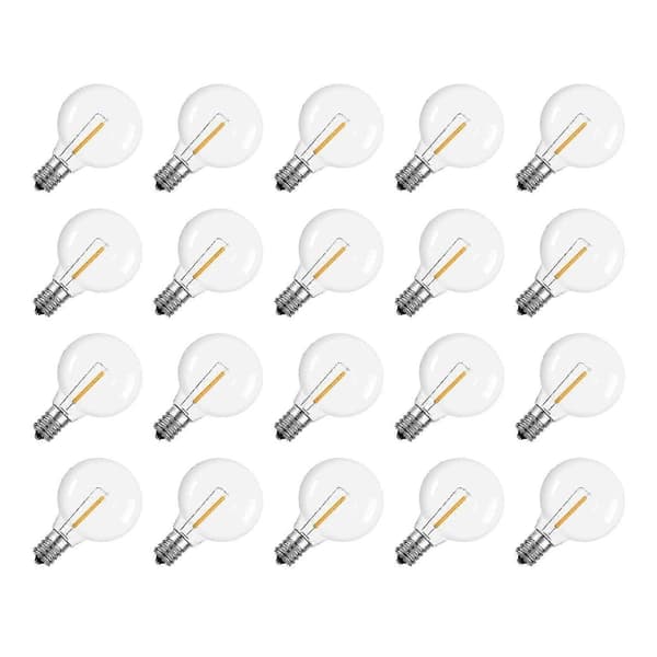 20-pak G40 LED-erstatningspærer E12 skruebase, brudsikre LED-globuser, kompatible med solvarme