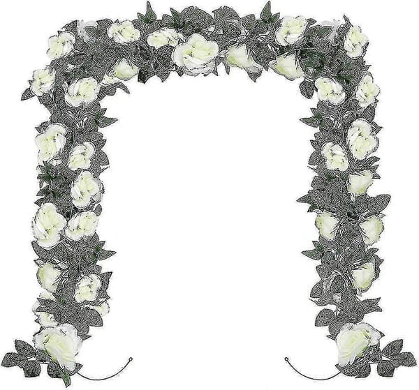 2-pak Blomsterguirlande Kunstige Hvide Roseguirlander Blomster