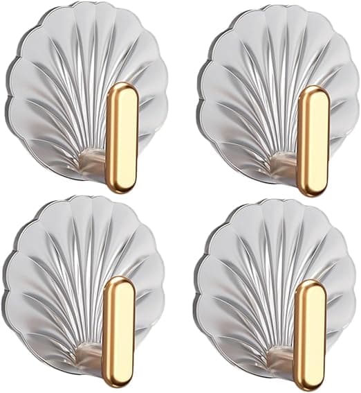 4 stk Shell Sticky Hook Opbevaringskroge Bøjle Håndklædeholder Vægkrog