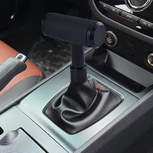 T-shaped Leather Gear Shift Knob for Most Manual and Automatic Vehicles (Black)