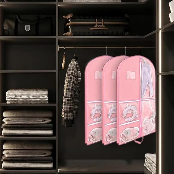 Garment Bag 110x60 cm with 5 Pockets Foldable Suit Bag Garment Bag / Garment Protector / Garment Storage Pink pink