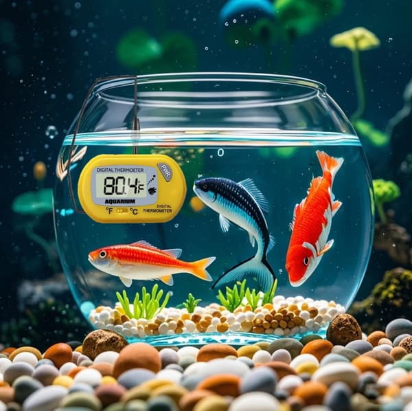 Akvarium Termometer gul - LCD Digital Akvarium Termometer med Sugekop og Immersion Probe til Akvarium, Terrarium