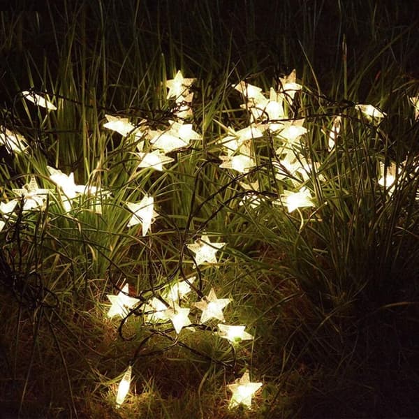 Udendørs solcellelamper, 30 LED-stjerner solcellelamper 8 tilstande, vandtæt udendørs dekoration til have, terrasse, Ramadan, jul (varm hvid)