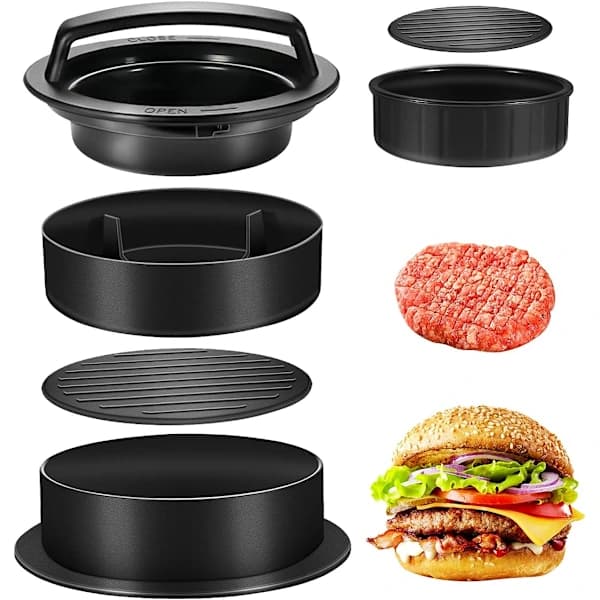 Burgerpresse i flere størrelser, hamburgerform 3 i 1