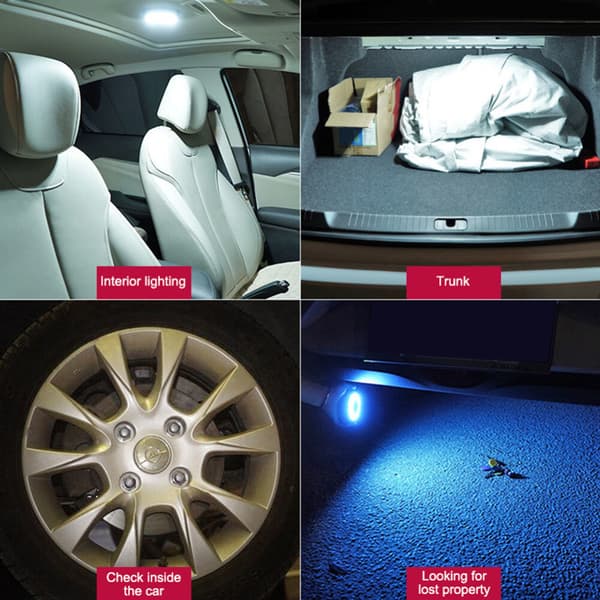 Bilens innvendige LED-leselys USB-lading taklampe blå hvit rund lampe