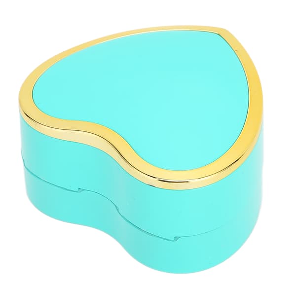 Heart-shaped Ring Box Elegant Stylish Jewelry Display Gift Box with LED Light for Engagement Wedding Cyan