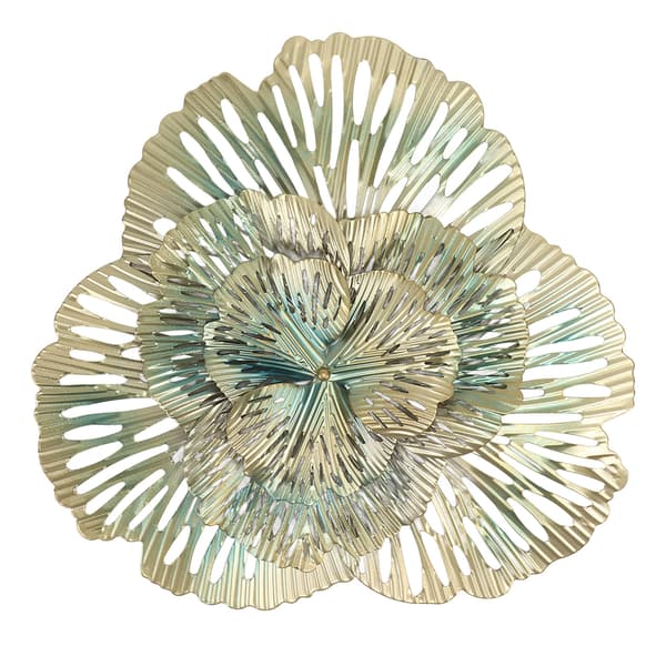 Metall Väggdekor, Modern Elegant Triangulär Ginkgo Blomma Järn 3D Väggskulptur för Vardagsrum