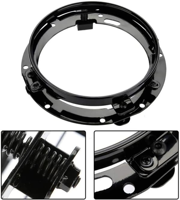 7'' Rund Forlygte Monteringsbeslag Ring Aluminiumlegering Sort Sølv (Sort)