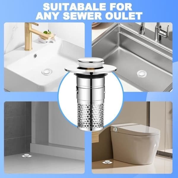 Pieces Bathtub Plug, 34-40mm Universal Sink Plug with Filter, Pop-Up Sink Plug, Drain Plug