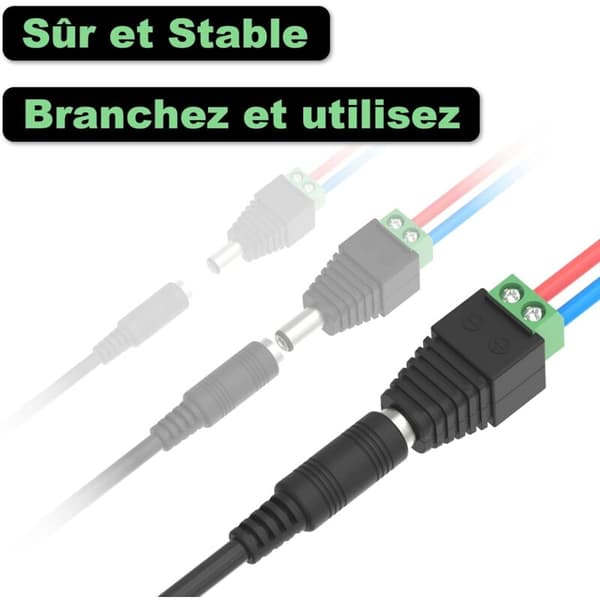 10 stk 5.5mm 2.1mm DC Strømstik Han og Hun 12V Stikadaptere til CCTV Kamera DVR Sikkerhedssystem LED Lys