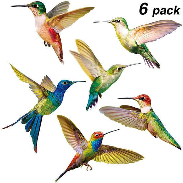 Window Stickers - 6 Fantastic Decorative Hummingbird Birds Static C