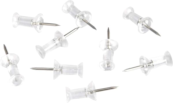 Tegnestifter Plasthoved Transparent Stålspids, Pakke med 200