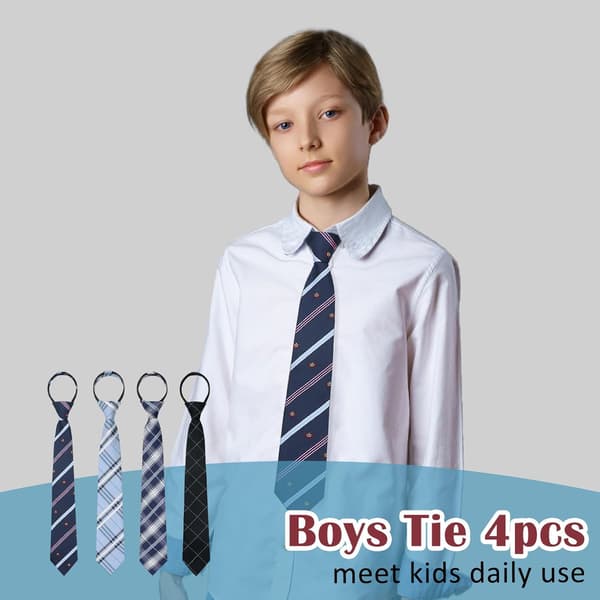 Gutter slips 4-pakninger barn slips, slips for ferdigbundet glidelås skole uformell konfirmasjonspakke D - Pack D