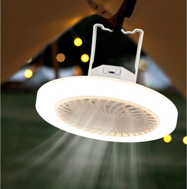Bærbar Campingvifte med LED-lampe