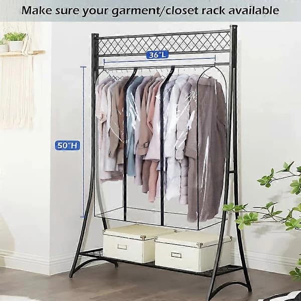 40\" Extra Large Clear Hanging Garment Bags for Closet Storage