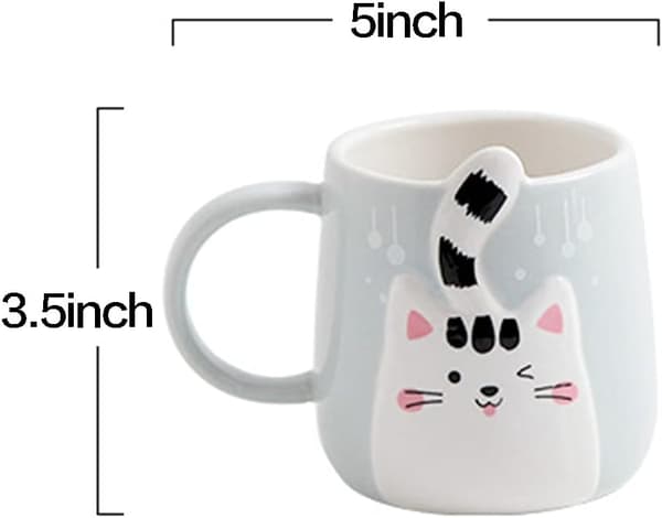 Keramisk relieff katt kaffekopp håndmalt kopp