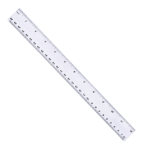 Plastlinjal, gradert, gjennomsiktig 30cm