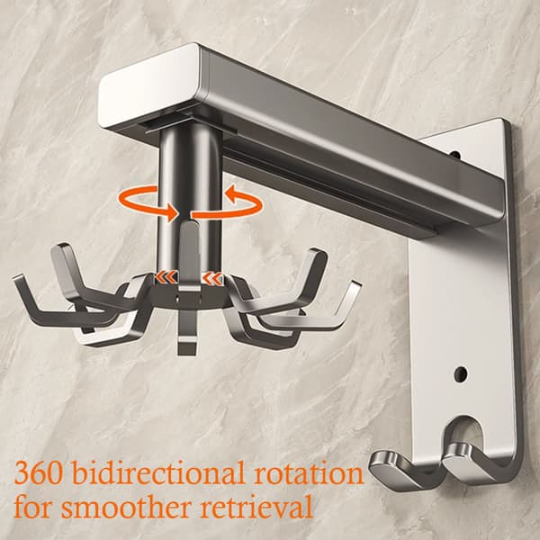 Kitchen Rotate Spoon Rack Non-drilling Multifunctional Spoon Shelf for Kitchen Supplies White White