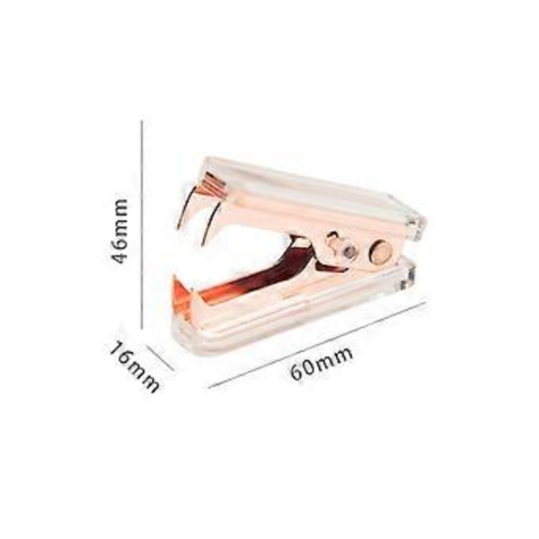 Rose Gold Handheld Stapler with Transparent Acrylic Staple Remover for Office Use - 6 x 1.6 cm Rectangular, 1-Pack