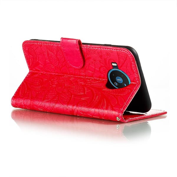Blomsterpræget etui til Nokia 8.3 5G [DB] Rød Red