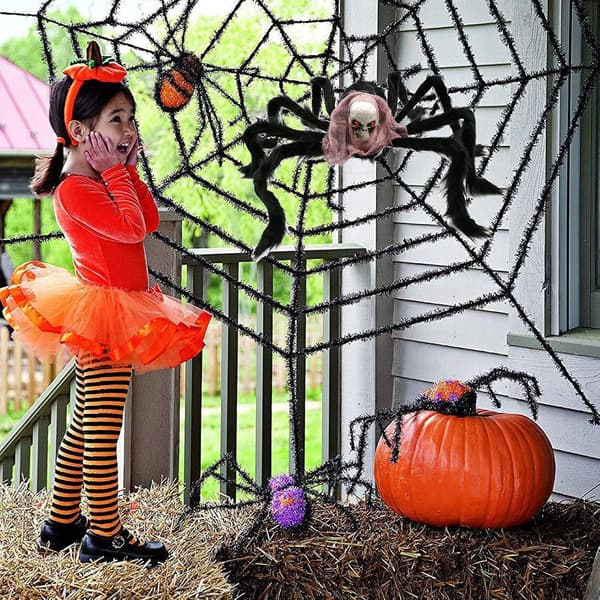 Spøkelseshode Halloween-dekorasjoner, 2 75 cm gigantiske skrekkedderkopper, Ha