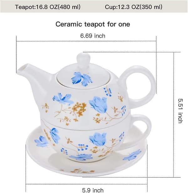 Porcelæn Te Til En, Blomstret Tekande og Kop Sæt, Orkidéer