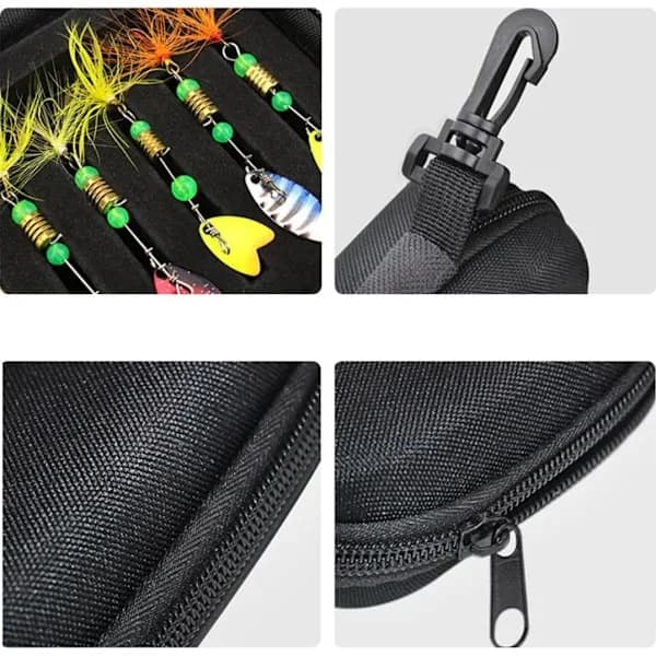Fishing Spinner with Storage Bag for Trout, Perch, Salmon, Pike and Zander - 16 Pcs Metal Lures