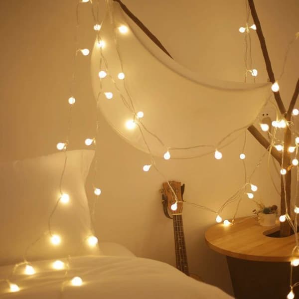 20m ljusslinga 200 LED-lampor, blinkande, varmvit, perfekt för jul och bröllop