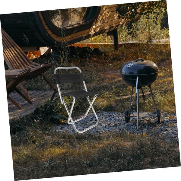 Sammenklappelig stol i ét stykke, udendørs camping- og fiskestol, sort, foldbar