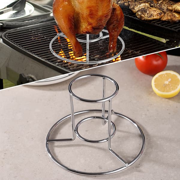 Stativ til kyllingestege, non-stick øldåse i rustfrit stål Kyllingeholder til BBQ-grillovn 1pcs