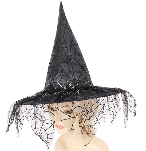 Halloween Heksehatt Mesh Trollmann Hatt Sminke Kostyme Tilbehør Co