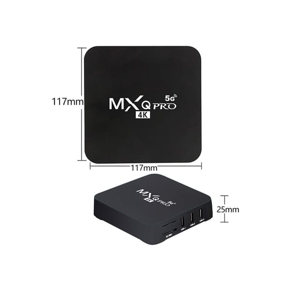 MXQ Pro 5G 4K Android TV 14.0 Box, RAM 1GB ROM 8GB Android Smart Box Dual 2.4G/5G Band WiFi Quad Core Home Media Player