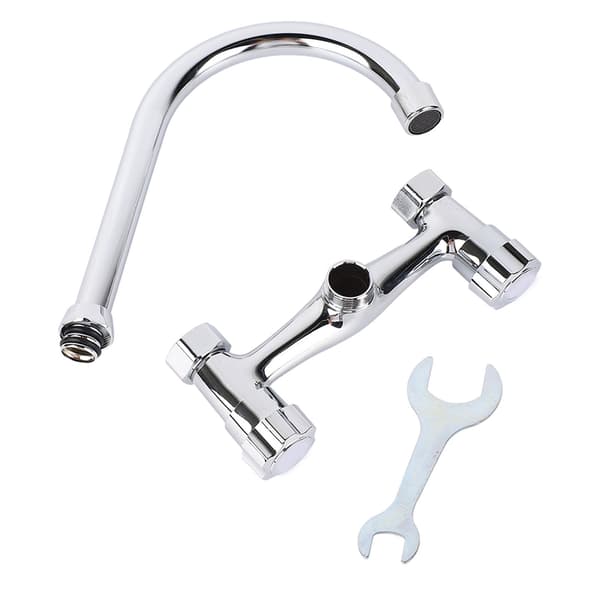 Wall Mounted Kitchen Faucet Stainless Steel Smooth Surface 2 Handles for Home-FS-