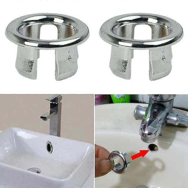 Håndvask Vask Benkeplate Overløpsring Rund Avløpshullplugg Reservedeler 2 STK 2PCS
