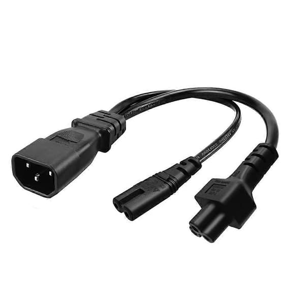 32cm IEC320 C14 till IEC320 C5+IEC320 C7 AC Strömförlängningskabeladapter
