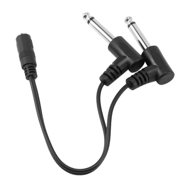 3,5 mm Mini 1/8 tomme Stereo Hun til Dobbelt 1/4 6,35 mm Han Stik Mono Retvinklet Lydadapter Y Splitter