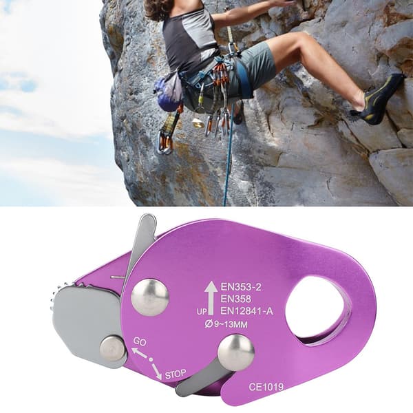 Selvbremsende nedfirer til 9-13 mm rebsklemme, greb, redning, rapelling, klatreudstyr lilla