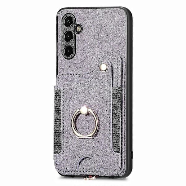 For Samsung Galaxy A34 5G Case RFID Blocking Card Slot Retro Leather + TPU Phone Case Purple