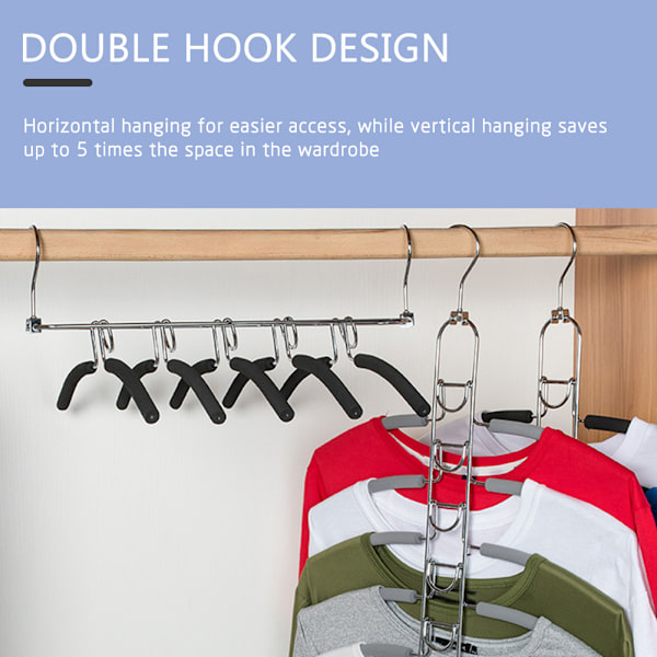 Multilayer Removable Clothes Hanger Space Saving Wardrobe Clothes Storage Holder Chrome Plated Chrome Plated