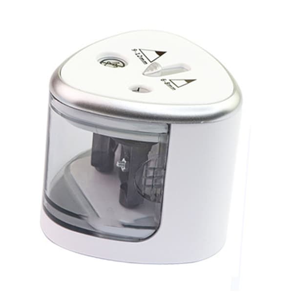 Electric Dual-Hole Battery-Powered Pencil Sharpener Lightweight for Home School Office Silver