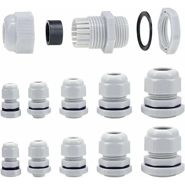 M10-M25 Kaapeliholkit 10mm-25mm Pinottavat kaapeliholkit lukitusmutterilla ja aluslevyllä (M10-M25 40kpl)
