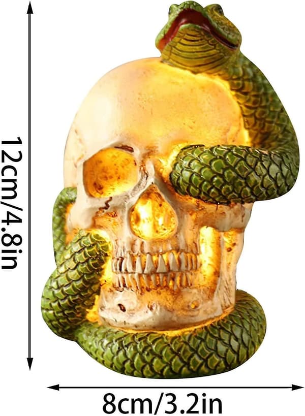 Slange i hodeskallepynt Halloween harpikspynt dekorasjon Hal