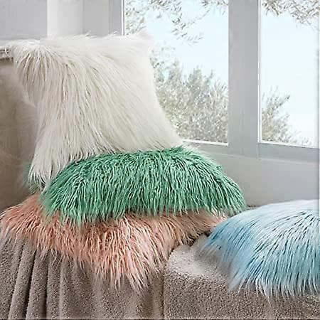 2-pak imiteret pels pudebetræk, luksuriøse bløde dekorative pudebetræk, fluffy pudebetræk til seng/sofa, orange 45 x 45 cm