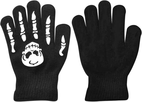 Halloween-handsker med skelet - i mørkt lysende kranie - Schädel