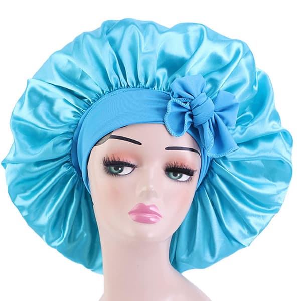Satin Bonnet Silkesmössa Hårmössa (Ljusblå) Jumbo Storlek för Sl